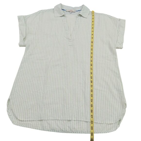 Casa Cabana Blouse Top Womens Large Sage Green Striped Cap Sleeve Linen Blend - Picture 11 of 11